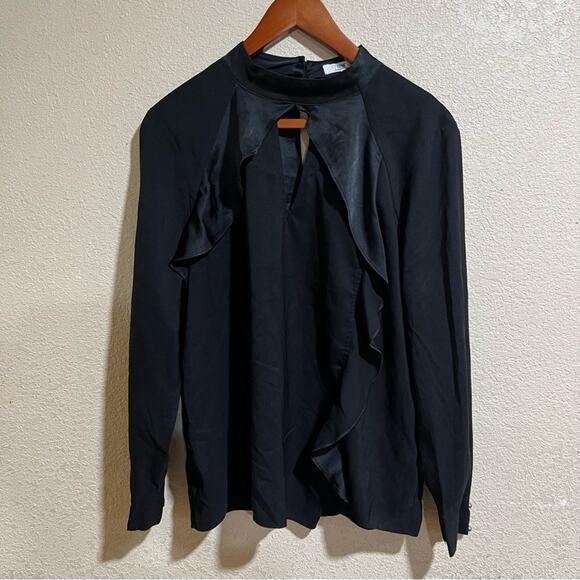 Parker black Cianni Cascading Ruffle long sleeve blouse - Picture 1 of 9